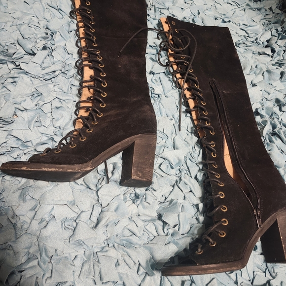 Jeffrey Campbell Black Lace-Up Boots - Picture 2 of 11
